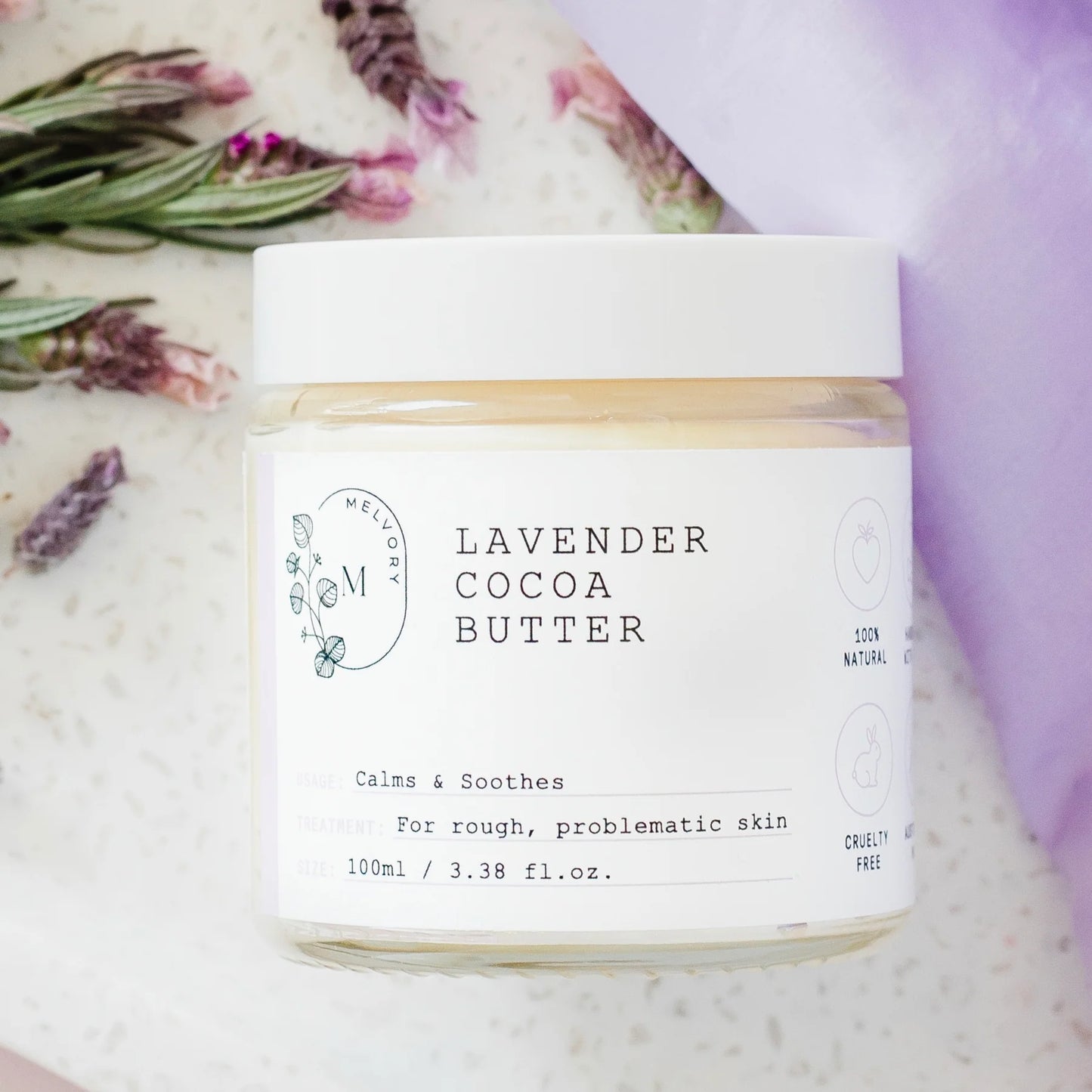 Settle To Sleep is a stockist of Melvory Lavender Cocoa Butter. Local delivery in Warrnambool Victoria.